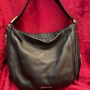 Michael Kors Julia Black Pebbled Leather Hobo Shoulder Bag